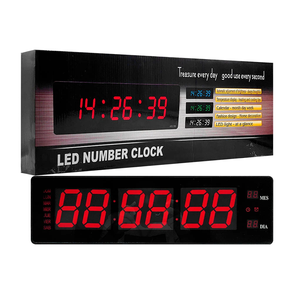 Reloj de pantalla led con ajuste automático de brillo, temperatura y …