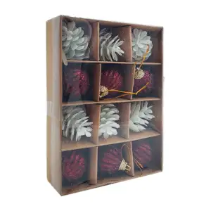Paquete con 12 esferas - piñas navideñas, 4cm, variedad de colores / …