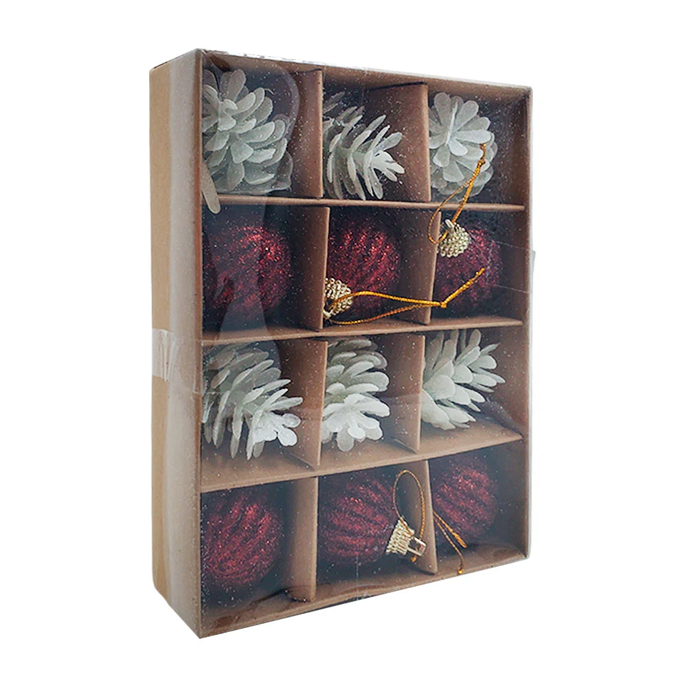 Paquete con 12 esferas - piñas navideñas, 4cm, variedad de colores / …