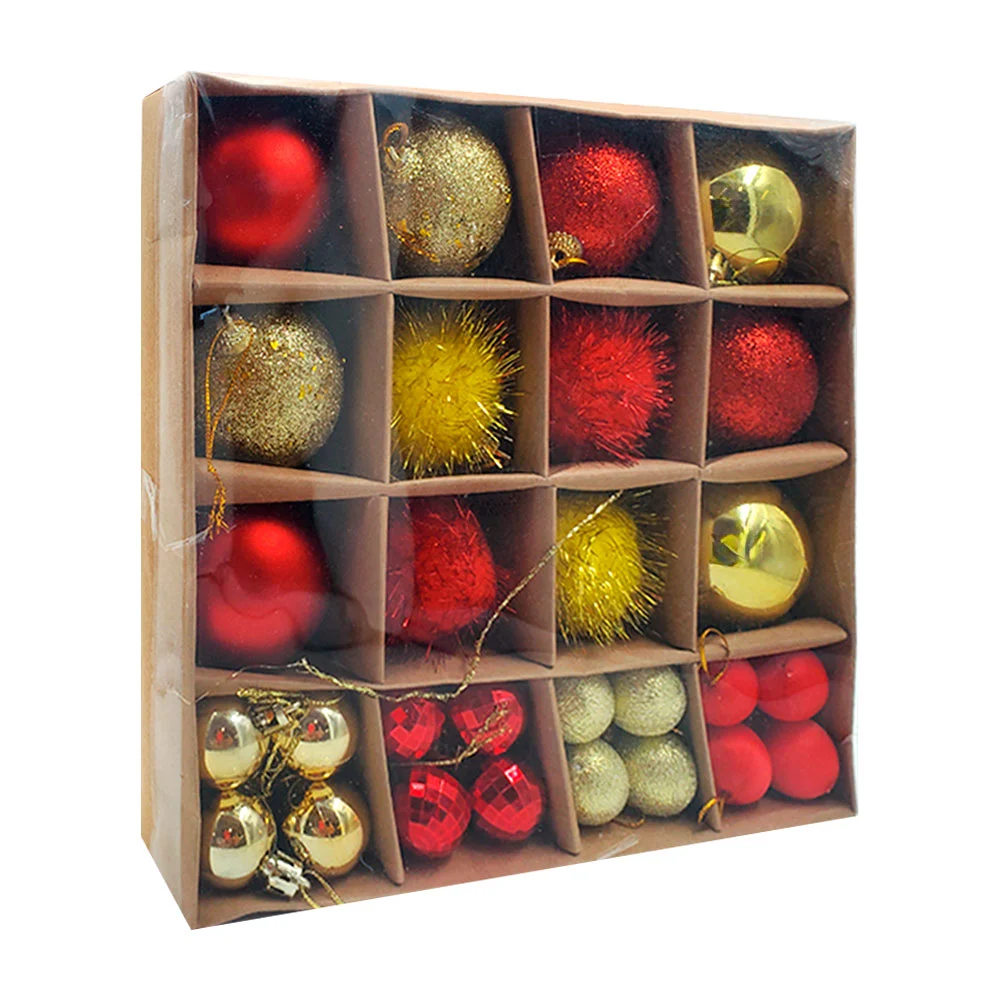 Paquete con 32 esferas navideñas de diversos tamaños, 3-6cm, variedad…