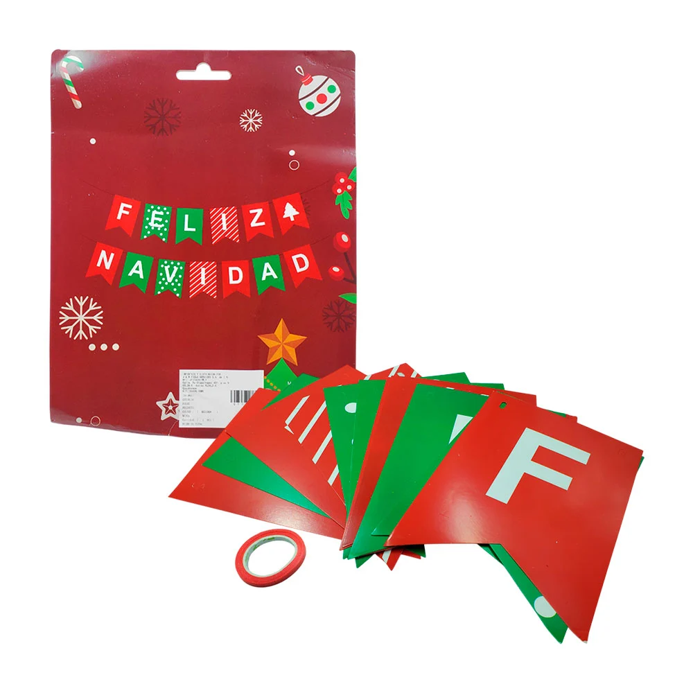 Banderín guirnalda navideño colgante con frase de feliz navidad / qsd…