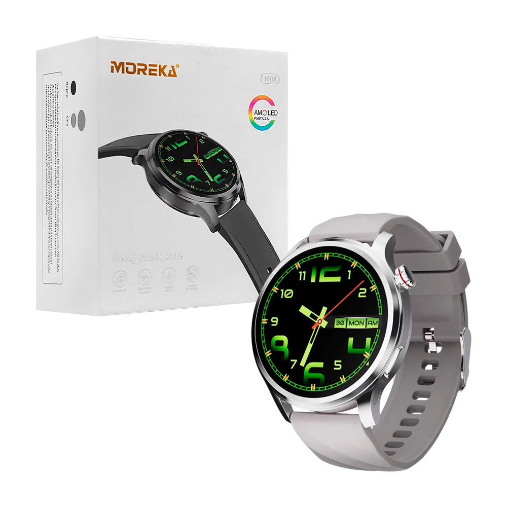 Smart watch redondo con pantalla amoled, correas intercambiables, var…