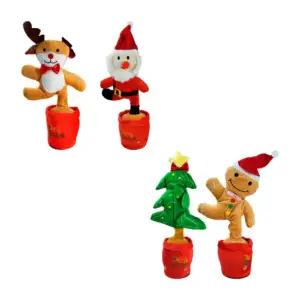 Muñeco tipo cactus bailarin en forma de personajes navideños / reno-ba