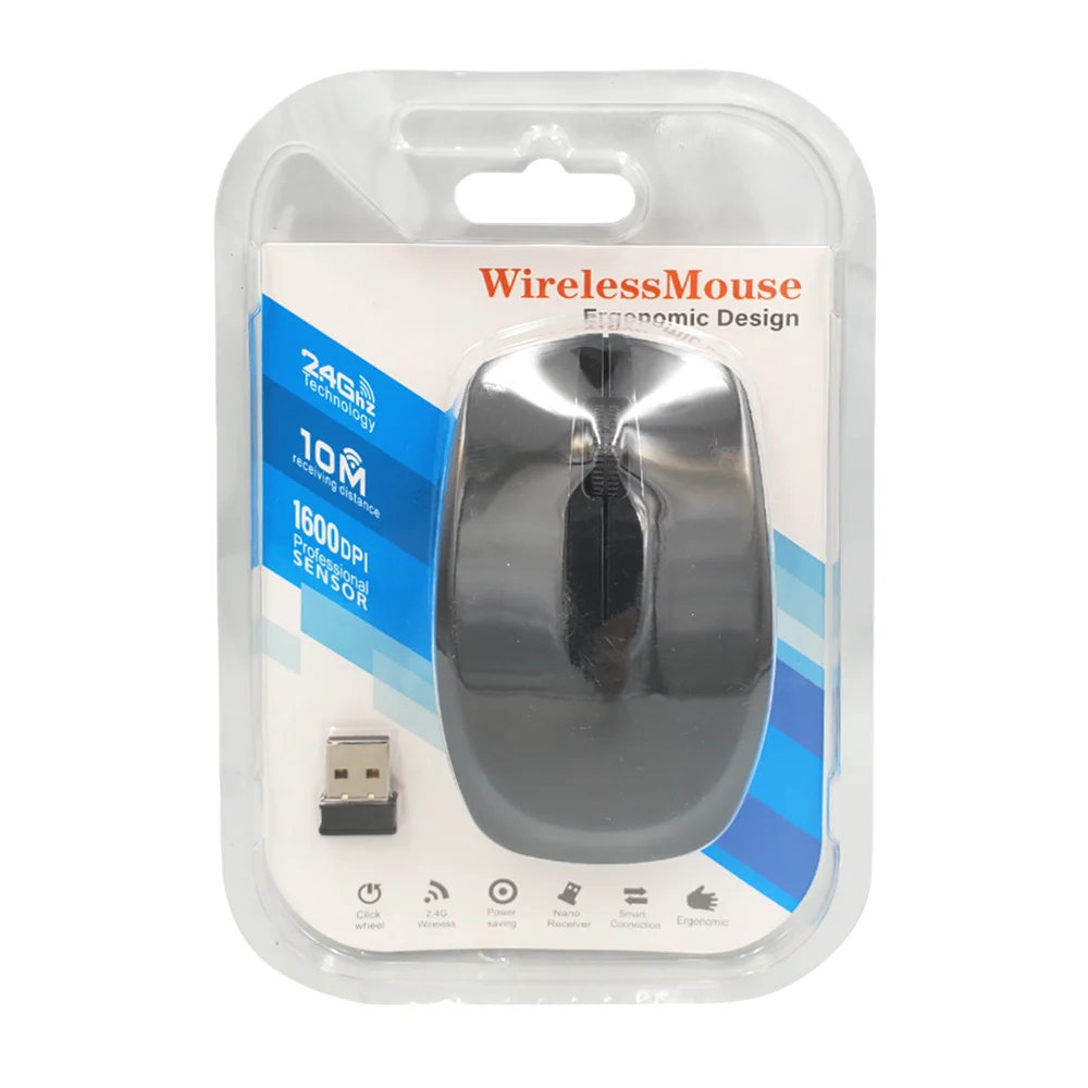 Mouse inalámbrico, ergonómico, diseño discreto-moderno + nano recepto…