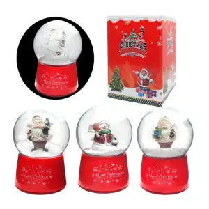 Bola de nieve decorativa navideña, con movimiento de nieve y sonido +…