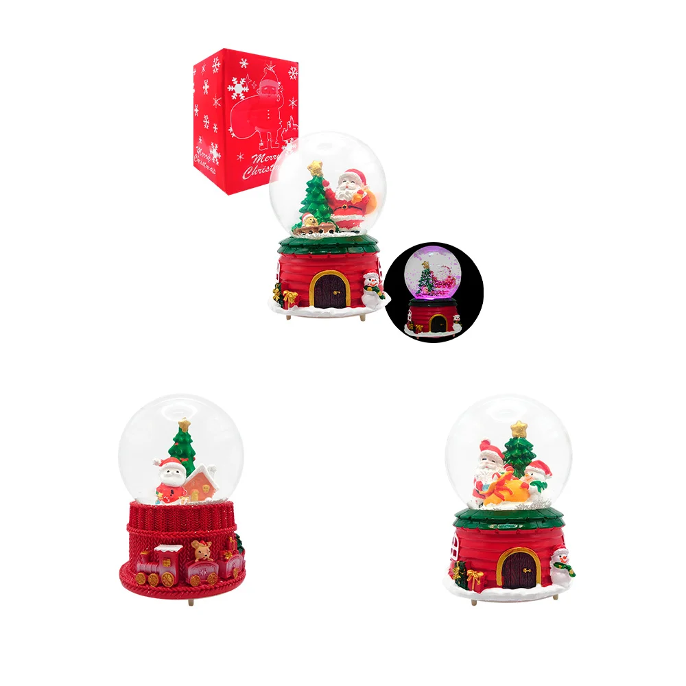 Esfera bola de nieve navideña 12cm, con luz y musical + figura encaps…