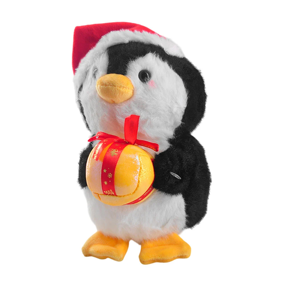 Peluche afelpado navideño, pinguino kawaii con gorro y cascabel gigan…
