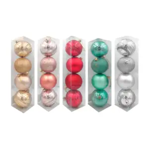 Paquete con 4 esferas colgantes, 10cm, matte, brillosas o con detalle…