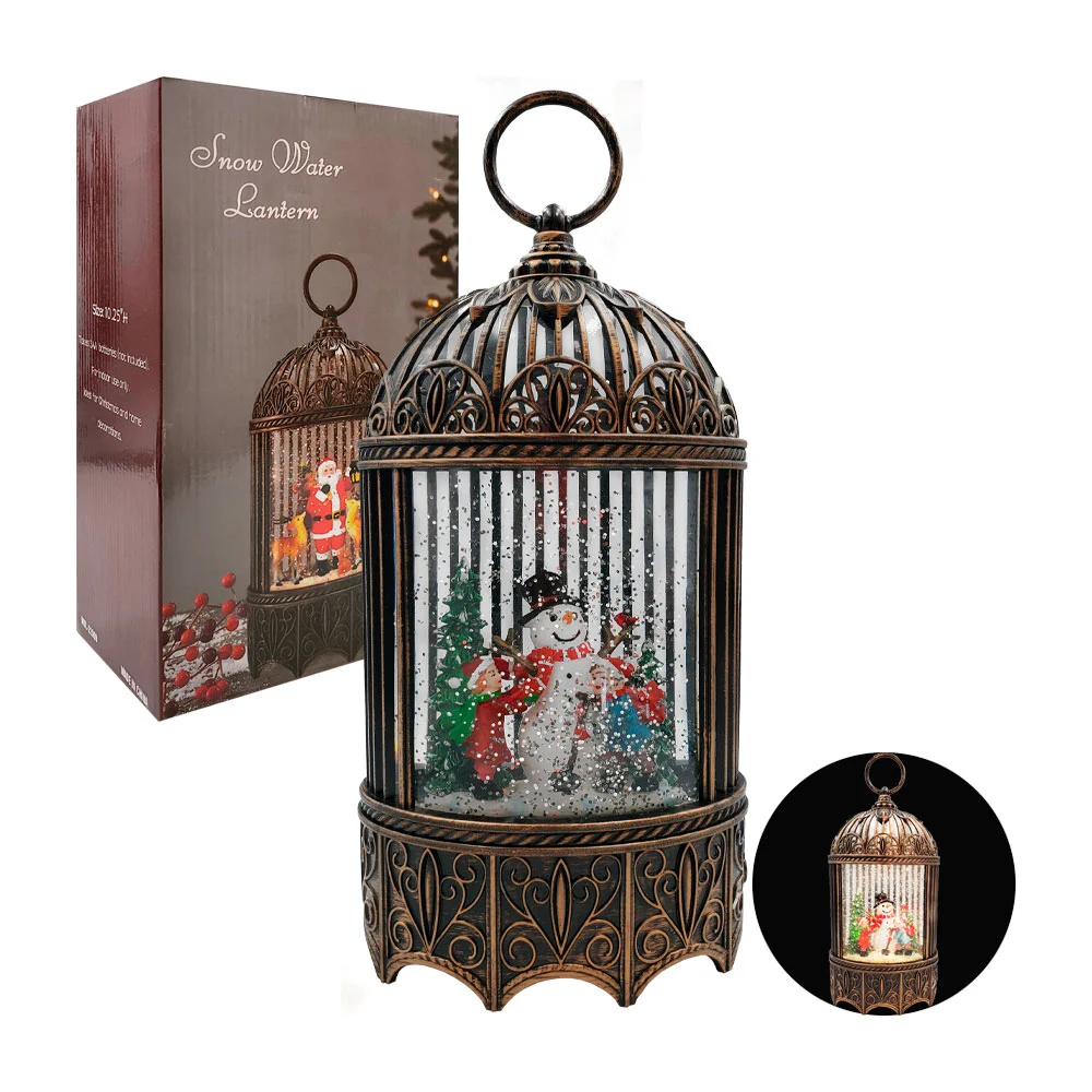 Lámpara vintage navideña decorativa, musical con luz y figura encapsu…