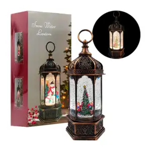 Adorno decorativo vintage, navideño musical con luz, figura encapsula…