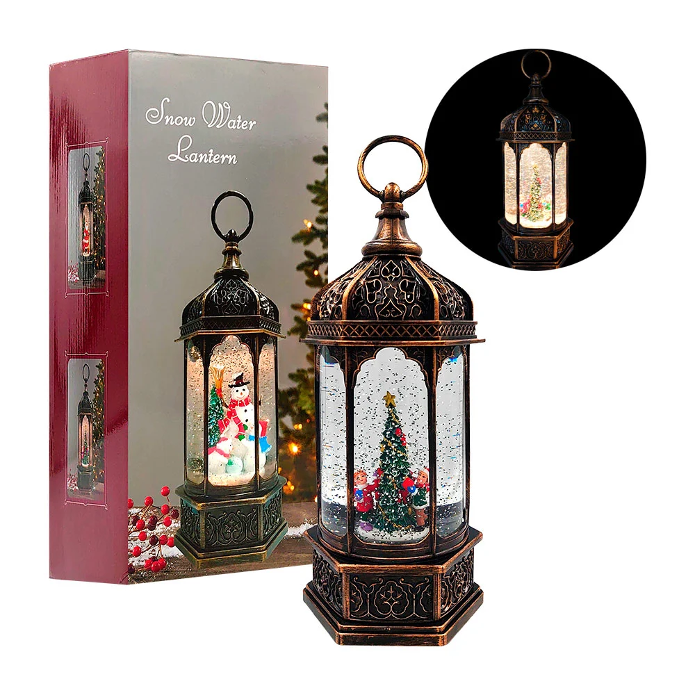 Adorno decorativo vintage, navideño musical con luz, figura encapsula…