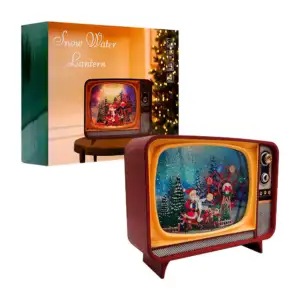 Adorno decorativo, televisión vintage, musical con luz y figura encap…