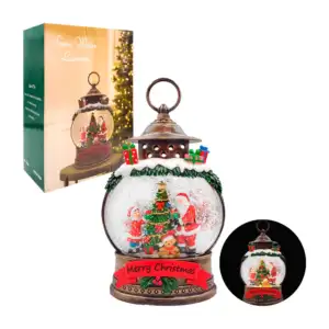 Adorno decorativo navideño, esfera musical con luz y figura encapsula…