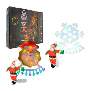 Adorno navideño decorativo, santa claus en escalera, figura y luz rgb…