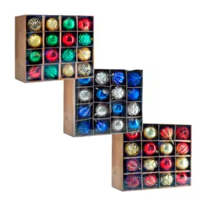 Paquete con 16 esferas grandes con relieve, glitter o con diseño, sur…