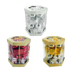 Paquete hexagonal con 28 esferas navideñas, regalo, disco y glitter, …