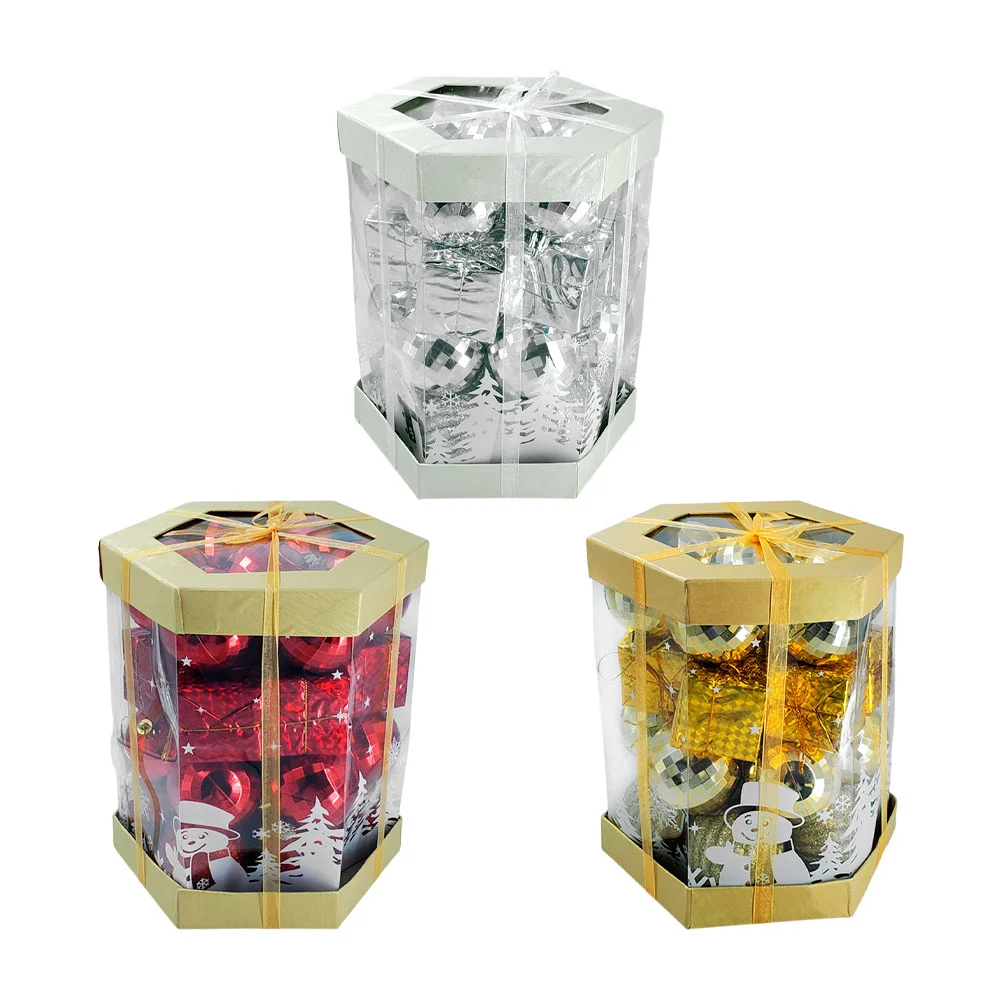 Paquete hexagonal con 28 esferas navideñas, regalo, disco y glitter, …