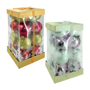 Paquete en forma de regalo con 16 esferas decorativas navideñas, dise…