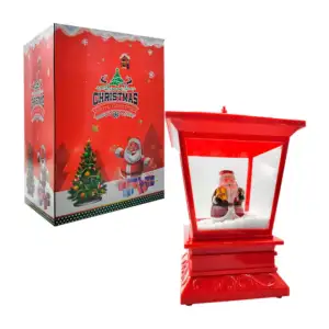 Adorno navideño musical 27cm con santa y lluvia de nieve, variedad / …