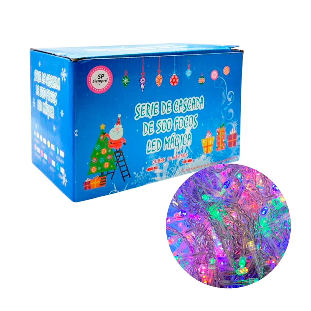 Serie decorativa de cascada, 500 luces led mágica, cable transparente…