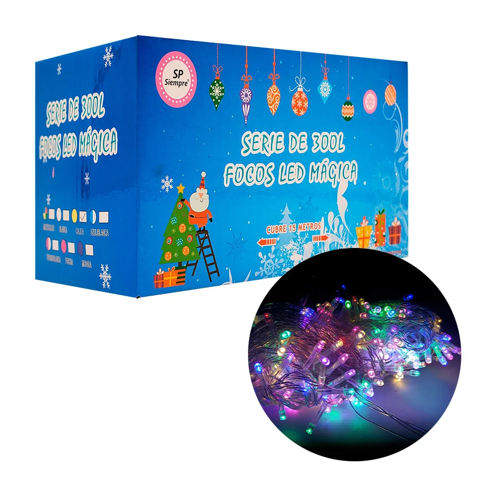 Serie decorativa, 300 luces led mágicas, cable transparente, variedad…
