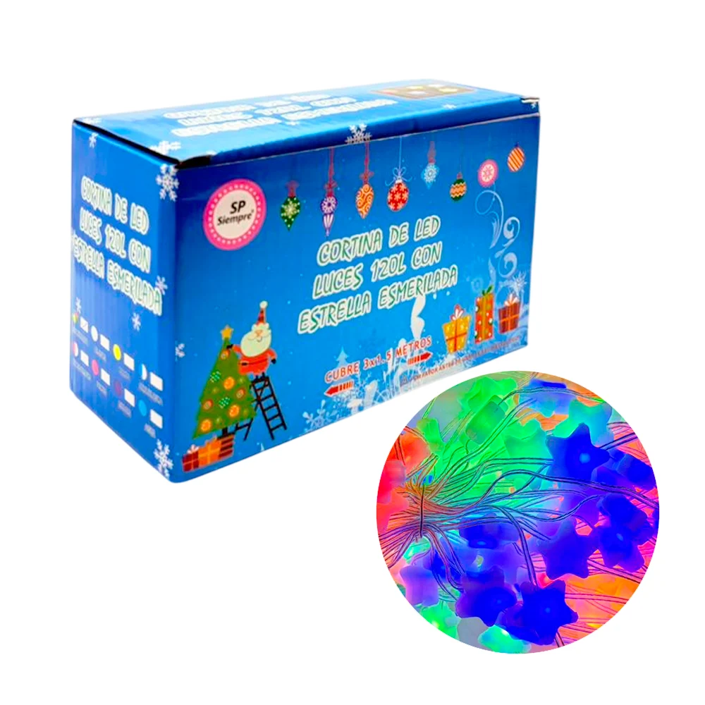 Serie decorativa de cortina, 120 luces de mini estrellas, transparent…
