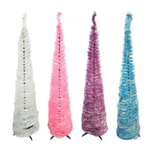 Pino navideño plegable-colgante, 180cm con escarcha metálica, color s…