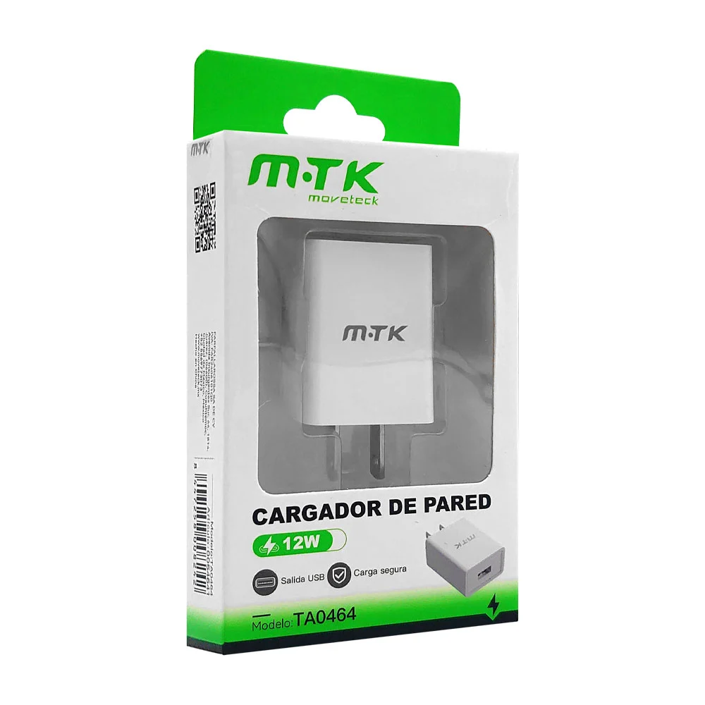 1pza Cubo cargador con entrada usb y potencia de 12w / mtk
