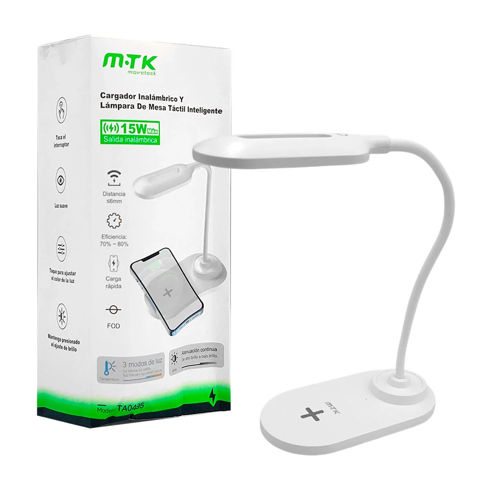 Lámpara de escritorio con 3 modos de iluminación y base de cargador i…