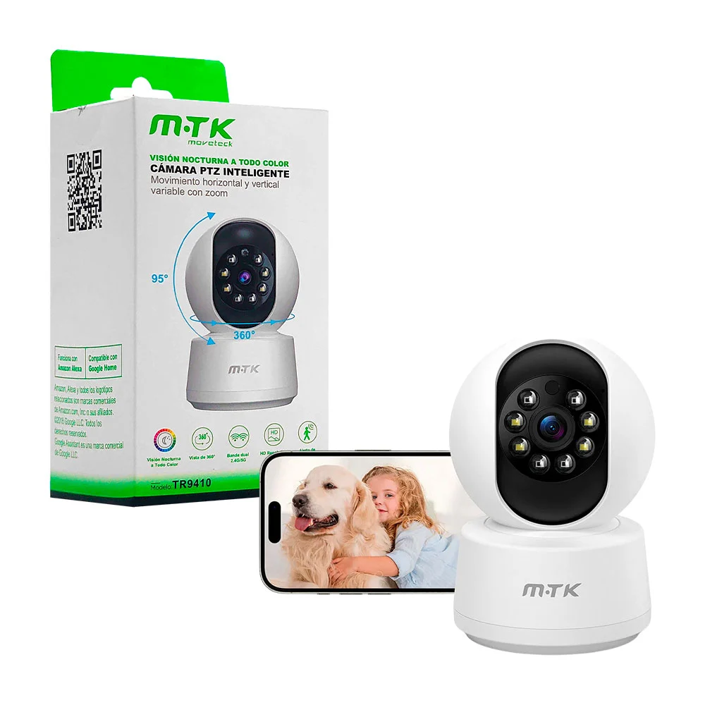1pza Cámara de vigilancia 360 inteligente, con detector y alarma de m…