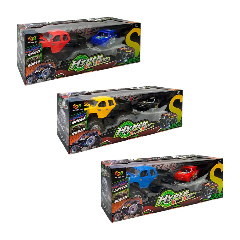 Juguete de camioneta cross vehicle con remolque + carro, variedad