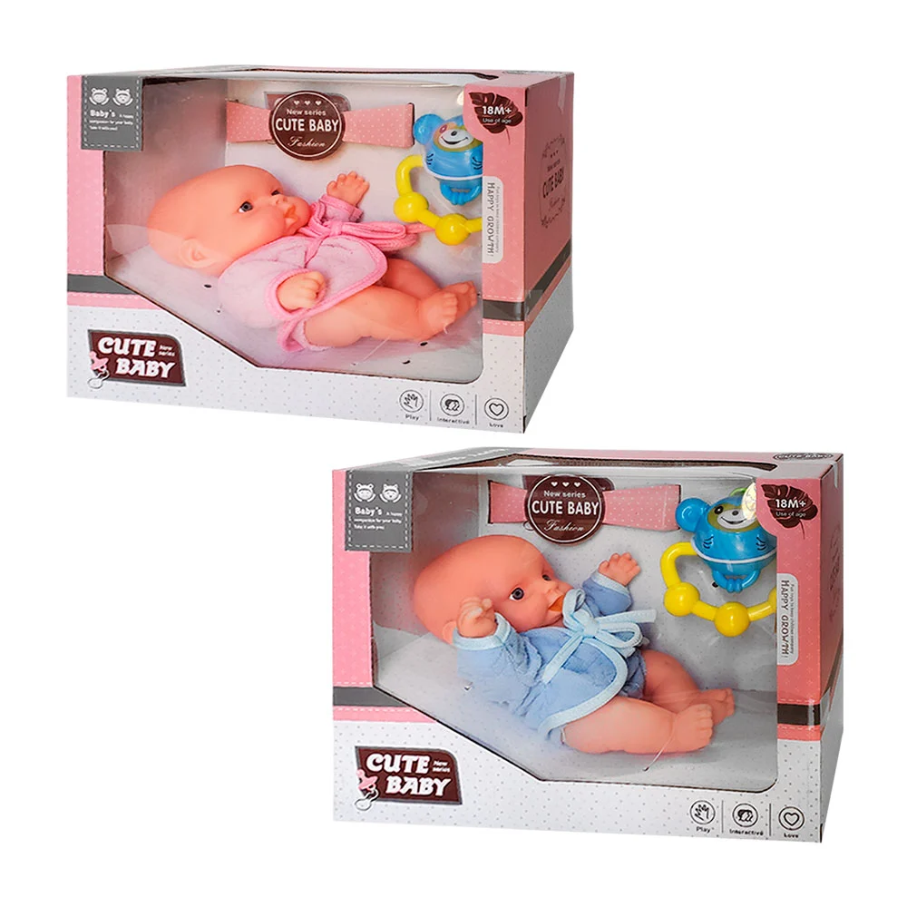 Muñeca bebé cute baby + sonaja en forma de animal, varios modelos / t…