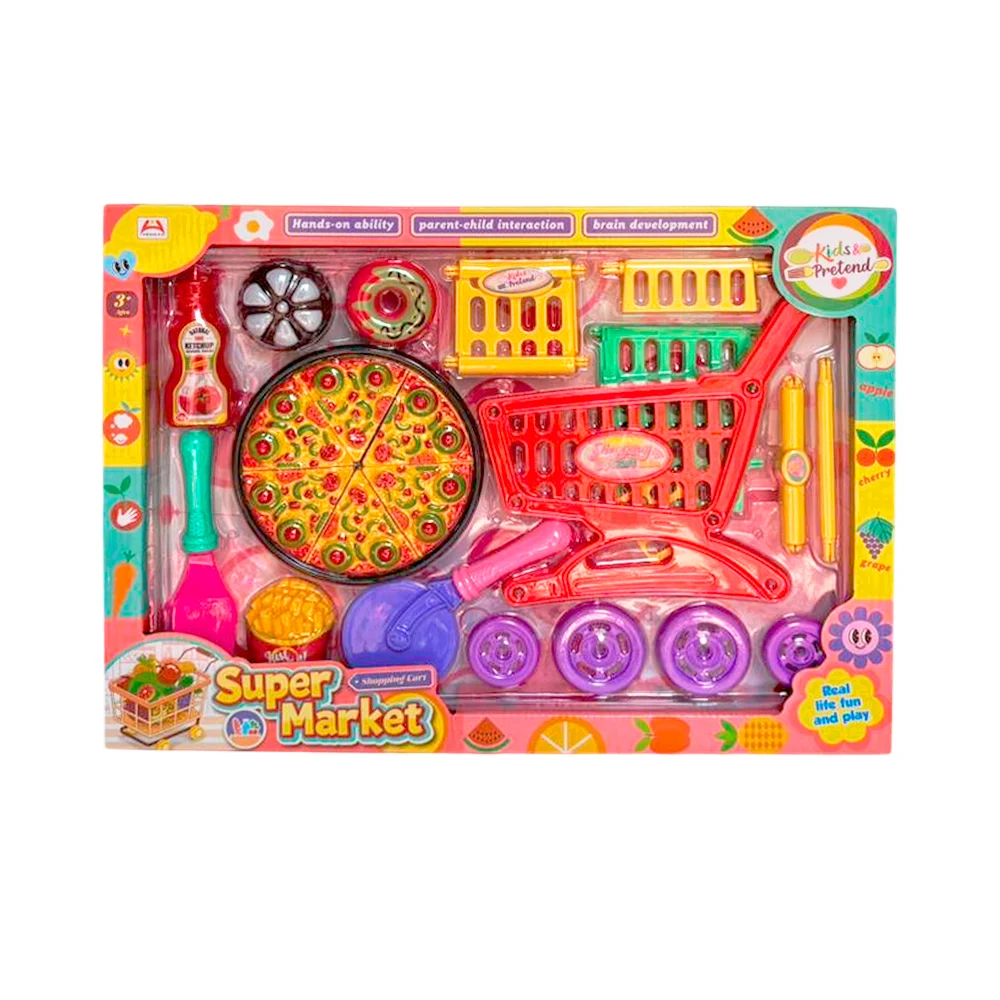 Set de juguete tipo comida rápida con carrito de supermercado / super…