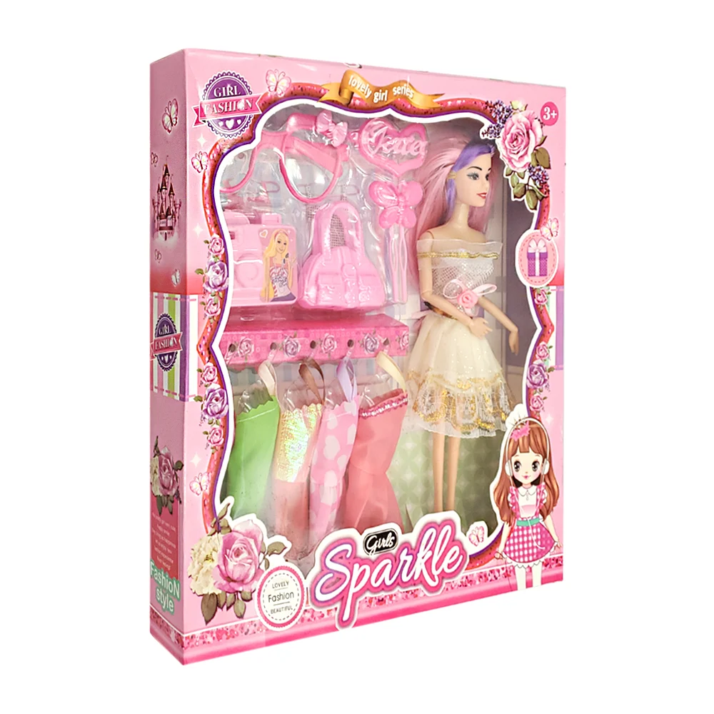 Muñeca girls sparkle con variedad de vestidos y accesorios / lovely /…
