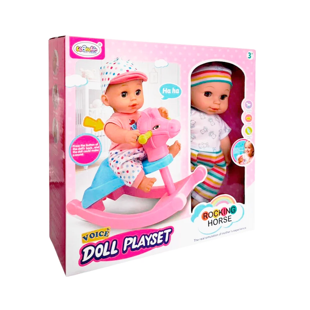 Muñeca bebé rocking horse con sonido y caballo mecedor / doll playset…