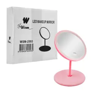 Espejo redondo para tocador con luz led + base / wsm-2593