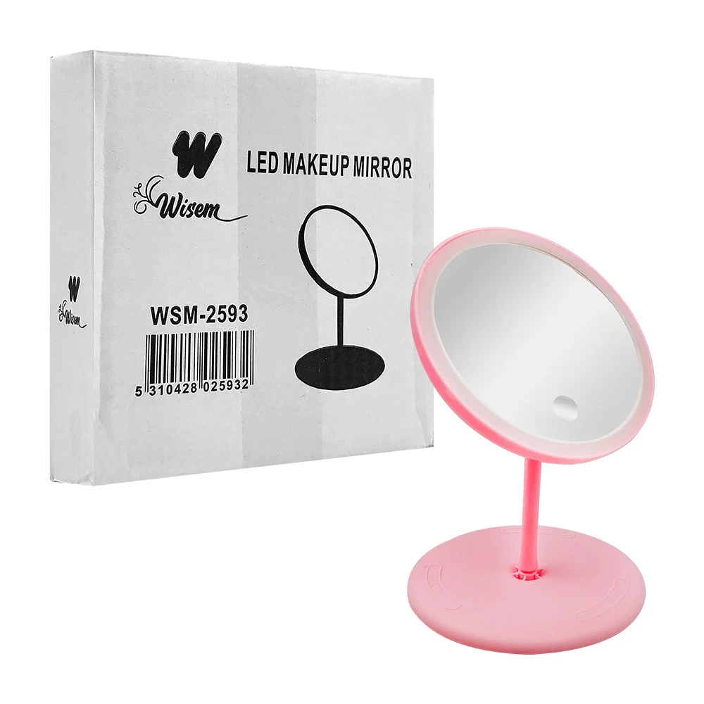 Espejo redondo para tocador con luz led + base / wsm-2593