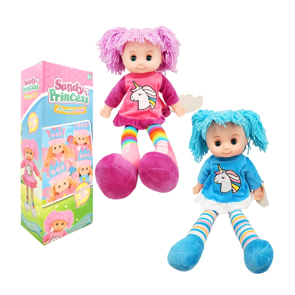 Muñeca de trapo con ropa, luz y sonido 45cm, variedad de modelos