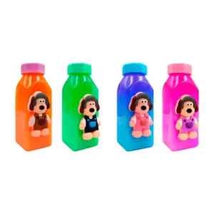 Bote de slime multicolor brilloso + figura de personaje animado, colo…
