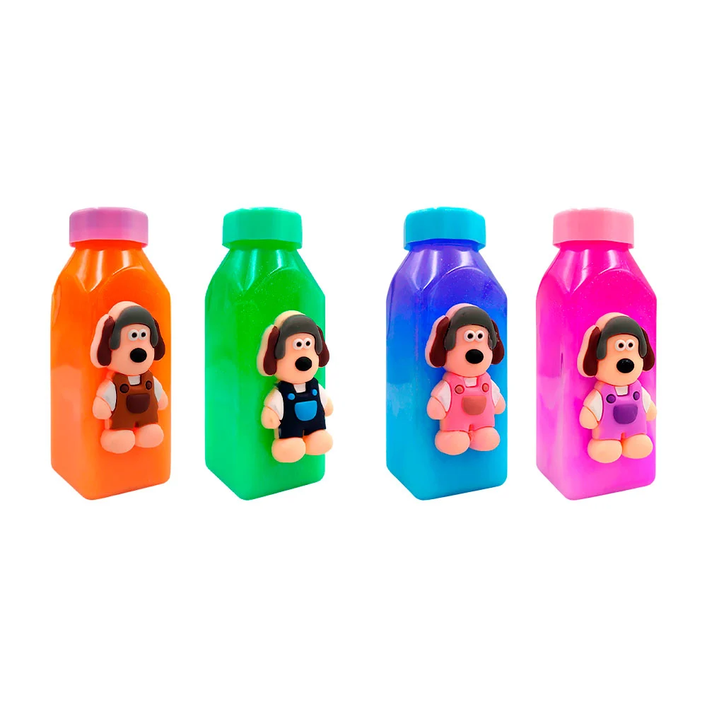 Bote de slime multicolor brilloso + figura de personaje animado, colo…