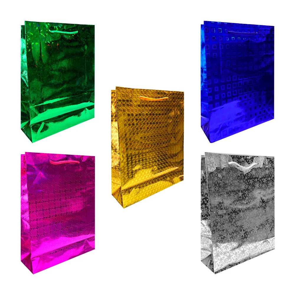 1pz bolsa de regalo holográfica 27x23x8cm, variedad de modelos y colo…