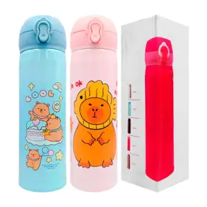 Termo de acero inoxidable con estampado de capibara, variedad de mode…