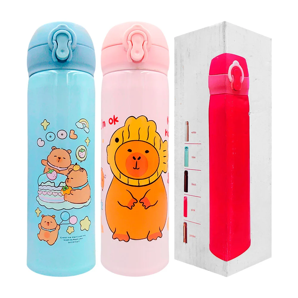 Termo de acero inoxidable con estampado de capibara, variedad de mode…