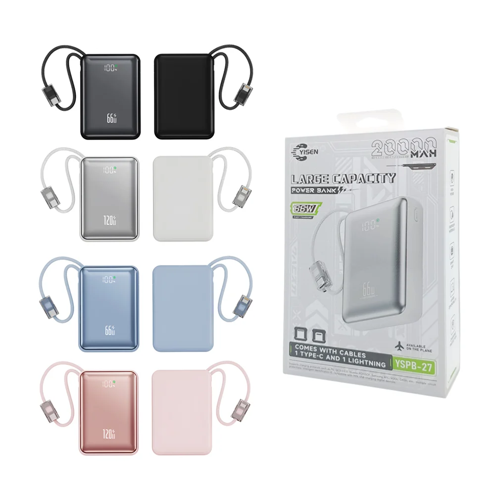 Power bank 20000mah, 66w carga rápida, compatible con tipo c y lightn…