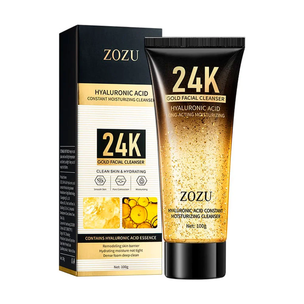 Limpiador facial zozu con extracto de ácido hialurónico y oro 24k, 10…
