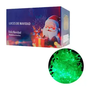 Serie navideña de cascada, 300 luces en tono verde con cable transpar…
