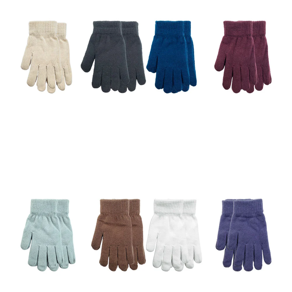 Par de guantes tejidos, afelpados con diseño liso, variedad de colore…