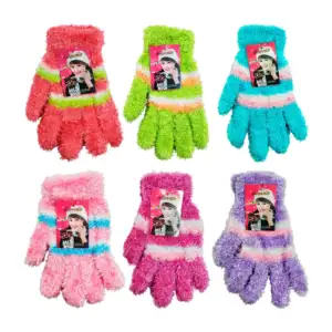 Guantes afelpados con rayas multicolores, diseño aborregado, variedad…