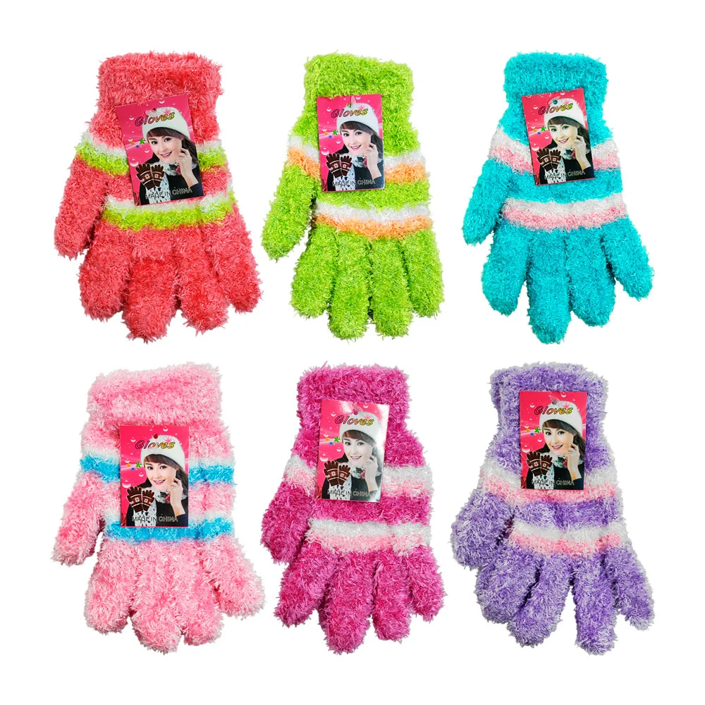 Guantes afelpados con rayas multicolores, diseño aborregado, variedad…