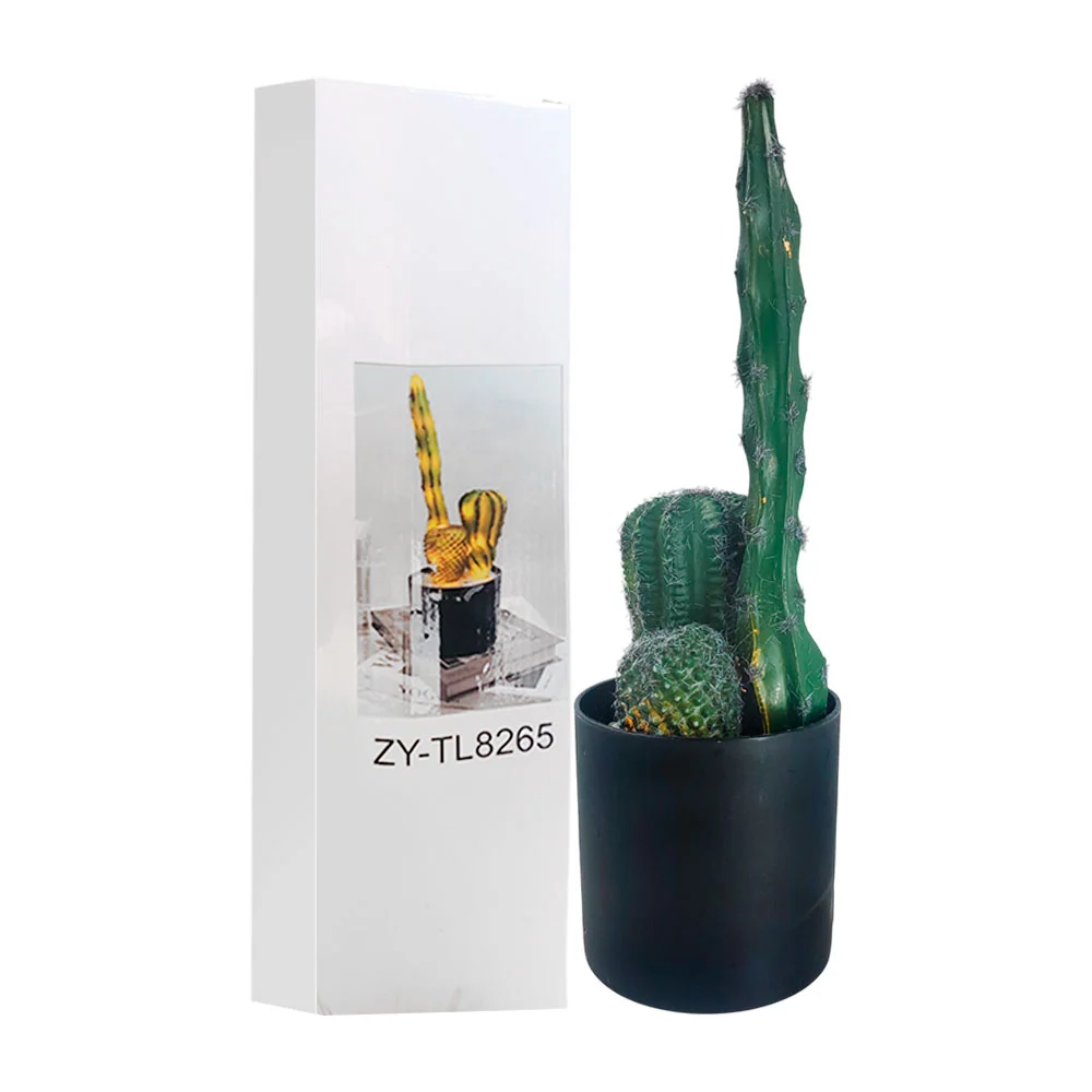 Cactus decorativo para escritorio, luz led en tono cálido, variedad d…
